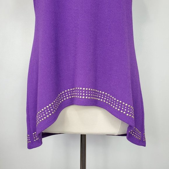 Premise Purple Studded Stretchy Cap Sleeve Top, LP - Picture 4 of 11